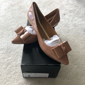 J.Crew Emery Patent Bow Flats in Bronzed Clay